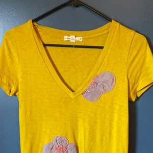 Yellow J. Crew tshirt with flowers